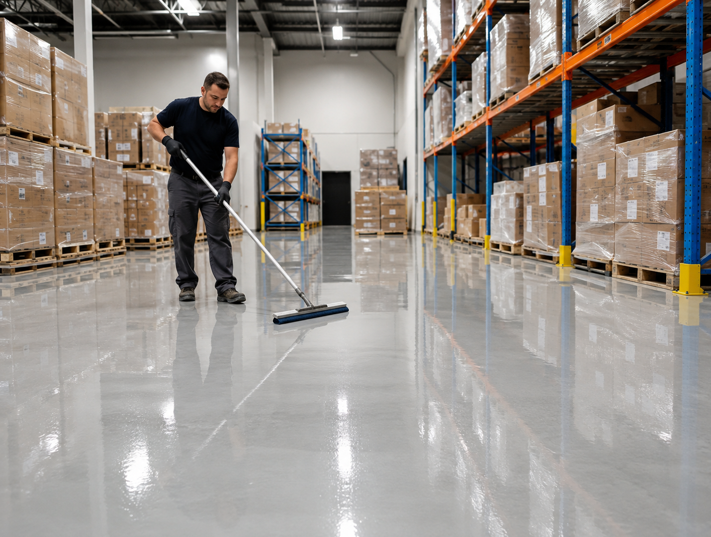 Low-maintenance epoxy warehouse flooring
